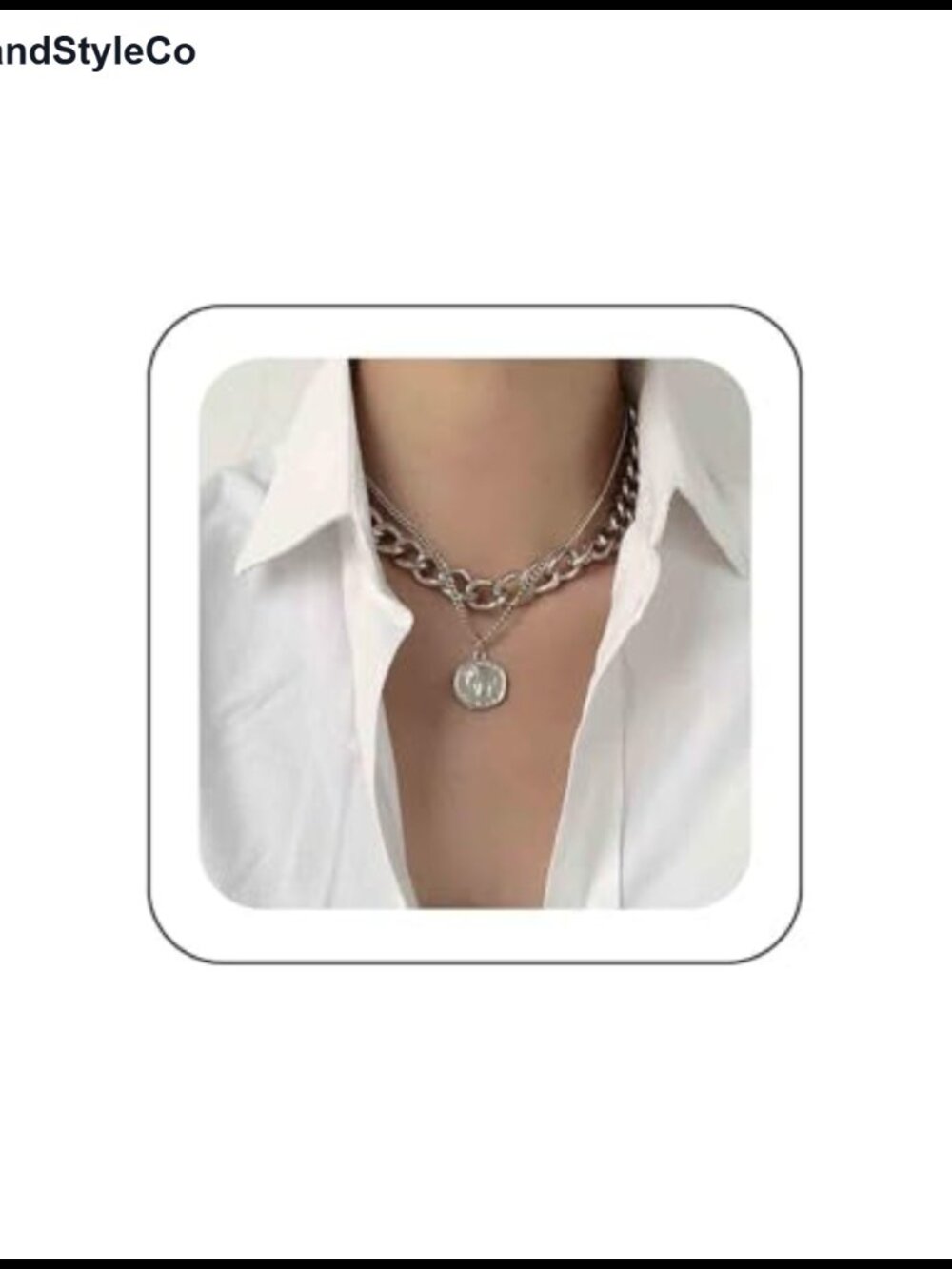 Layered Cuban Link Choker Necklace with Coin Disc Pendant, Punk Vintage